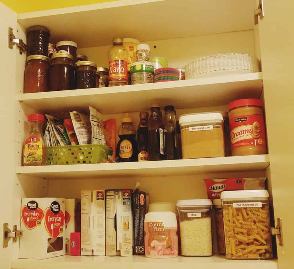 Kitchen cabinet after organizing it- Cabinet- Pantry- Food