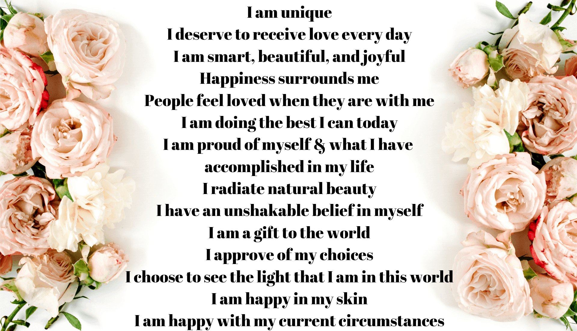 Picture of self-love affirmations.