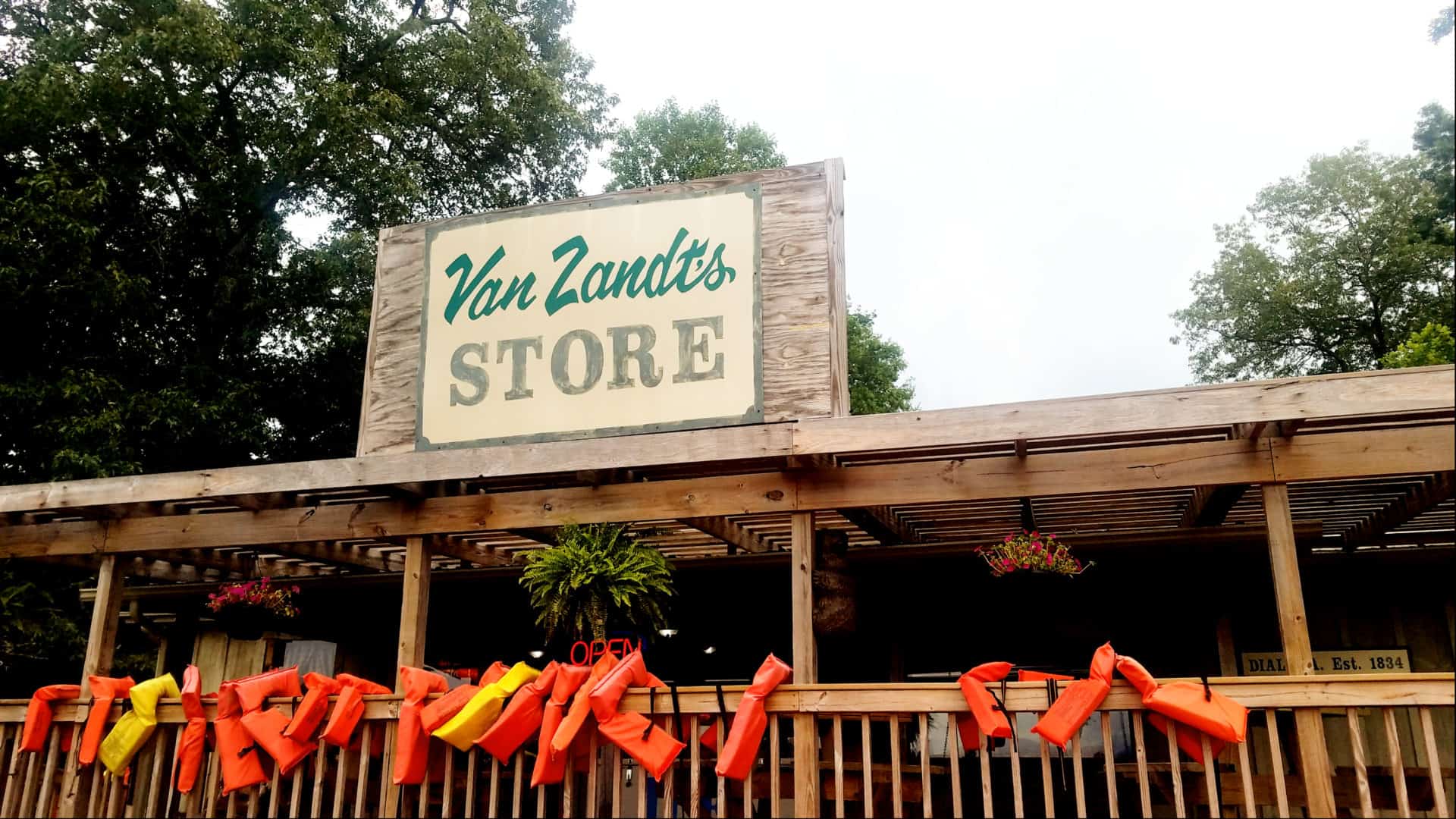 The view of the front porch at Van Zandt's Store in Blue Ridge, Georgia