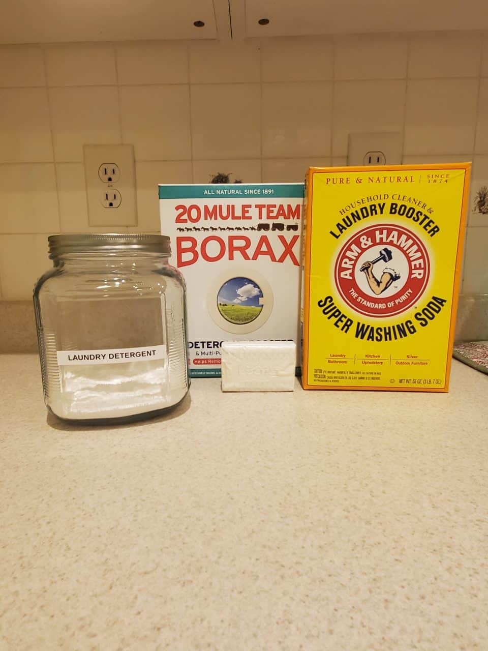 Ingredients and a picture of laundry detergent I have recently made. 