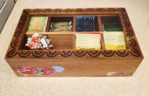 Tea storage box- organization- pantry cabinet storage- clear lid