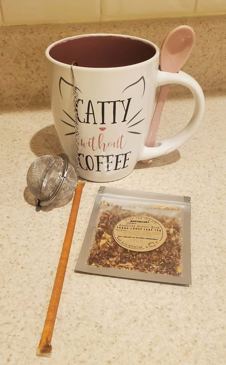 Sanderson Sisters Tea- Catty without Coffee Cup- Honey Stick- Steeper- Tuesday Tea Week FIve