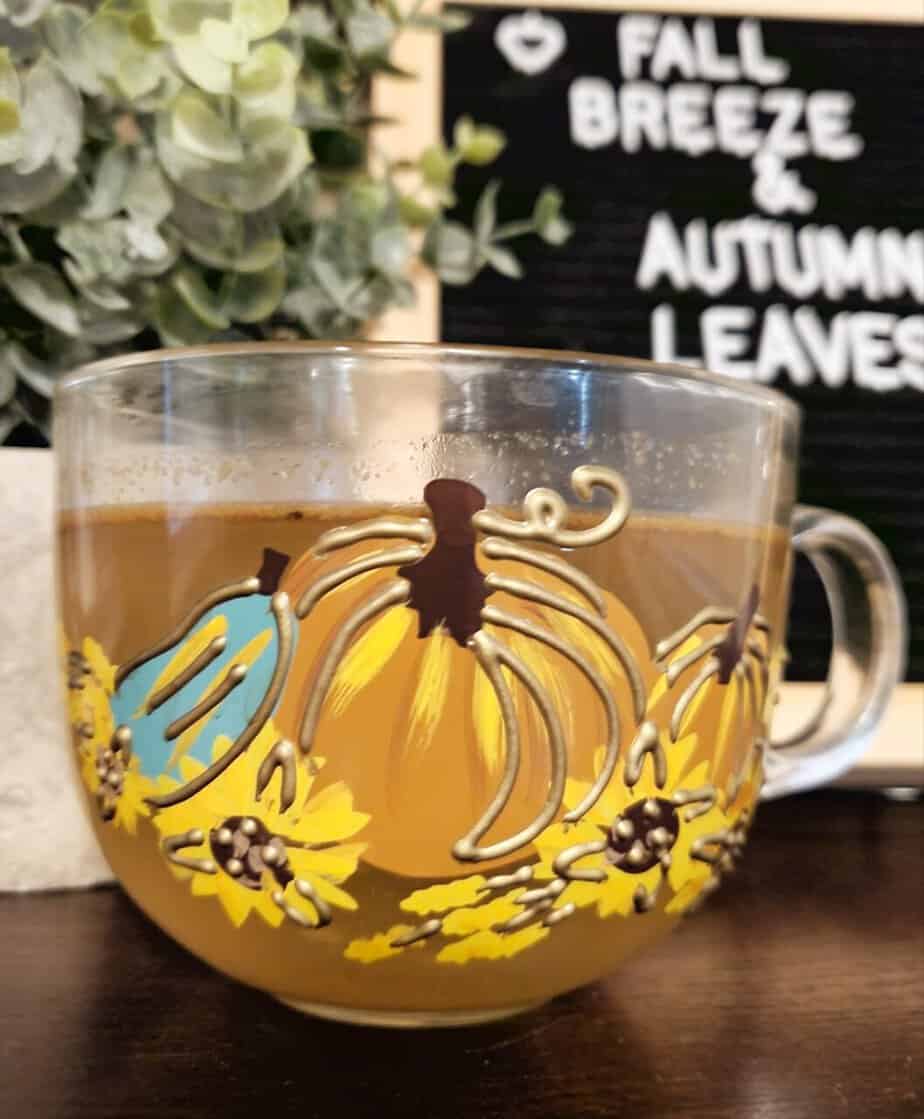 Autumn Spice Latte Tea in a cute fall mug