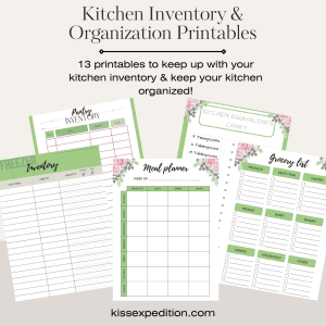 Kitchen Inventory & Organization Printables- Pantry, Seasonings, Spices, Fridge, Freezer, Meal Plan